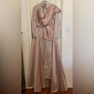 Custom made pink gown with silver embellishments